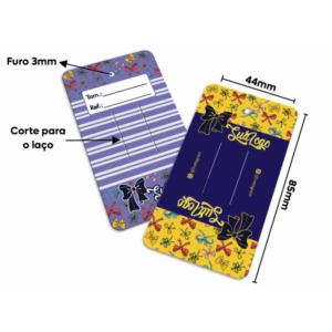 Tags Etiquetas Para Laço Papel couchê 250g Verniz Total Frente 8x4cm