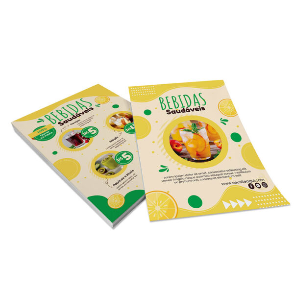 Panfletos Flyers A4 20x28cm Imprimir Couchê 90g cores frente e verso
