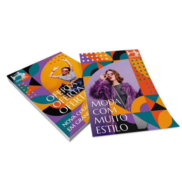 Panfletos Flyers A6 10x14cm Imprimir Couchê 90g cores frente e verso