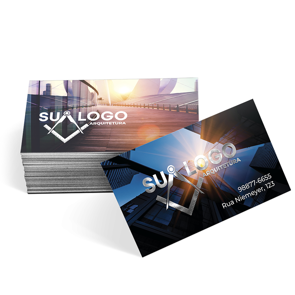 Cartão de Visita Hot Stamping Frente e Verniz Localizado Verso Laminação Fosca FV 250g
