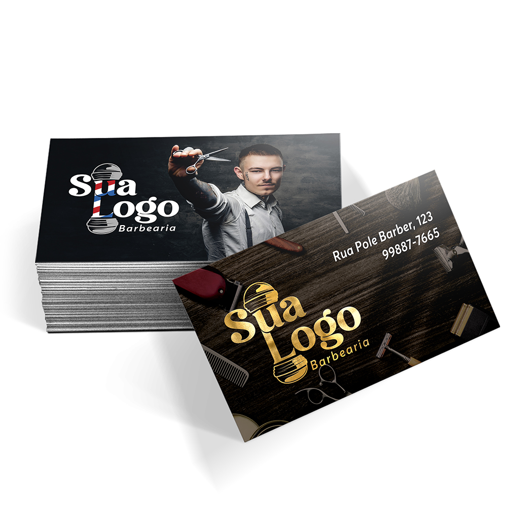 Imprimir 100 Cartões de Visita Hot Stamping Ouro Dourado 250g Personalizado